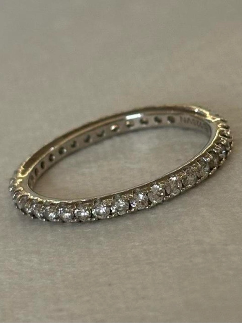 VN 925 Sterling Silver Faux Diamond Eternity Band Ring Size 9